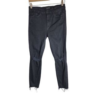Mother‎ Jeans Women's 28 Looker Ankle Fray Distressed Raw Hem Black